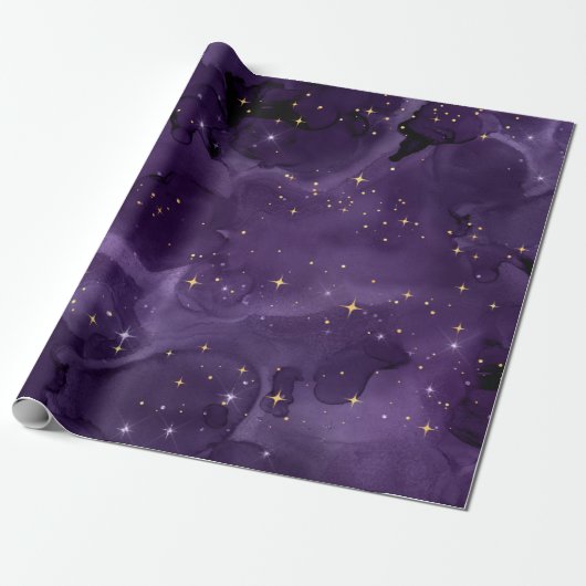 Paarse Galaxy-serie Design 8 Cadeaupapier (Uitgerold)