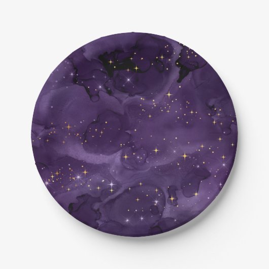 Paarse Galaxy-serie Design 8 Papieren Bordje (Voorkant)