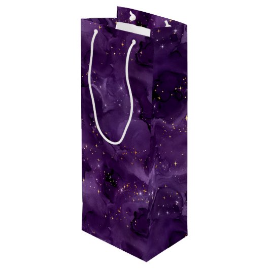 Paarse Galaxy-serie Design 8 Wijn Cadeautas (Achterkant Gekanteld)