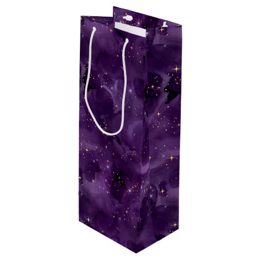 Paarse Galaxy-serie Design 8 Wijn Cadeautas (Voorkant Gekanteld)