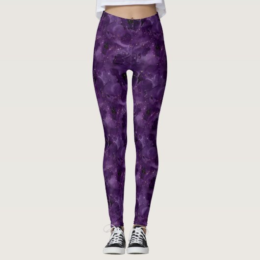 Paarse Galaxy Serie Ontwerp 8 Leggings (Voorkant)
