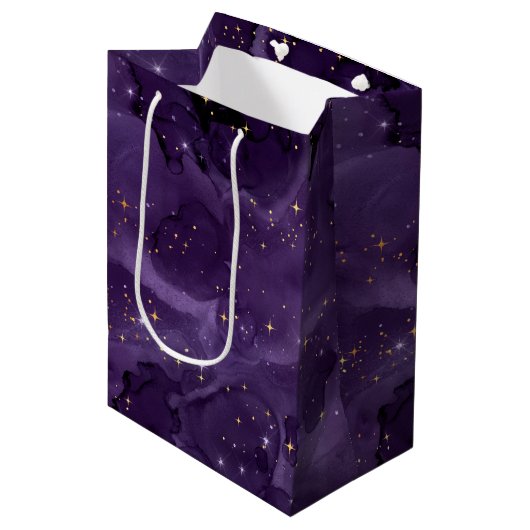 Paarse Galaxy Serie Ontwerp 8 Medium Cadeauzakje (Voorkant Gekanteld)