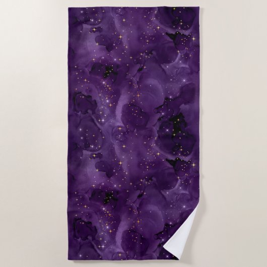 Paarse Galaxy Serie Ontwerp 8 Strandlaken (Voorkant)