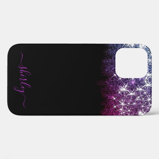 Paarse Galaxy Stars Naam Dripping Glitter Regen Case-Mate iPhone Case (Achterkant (horizontaal))