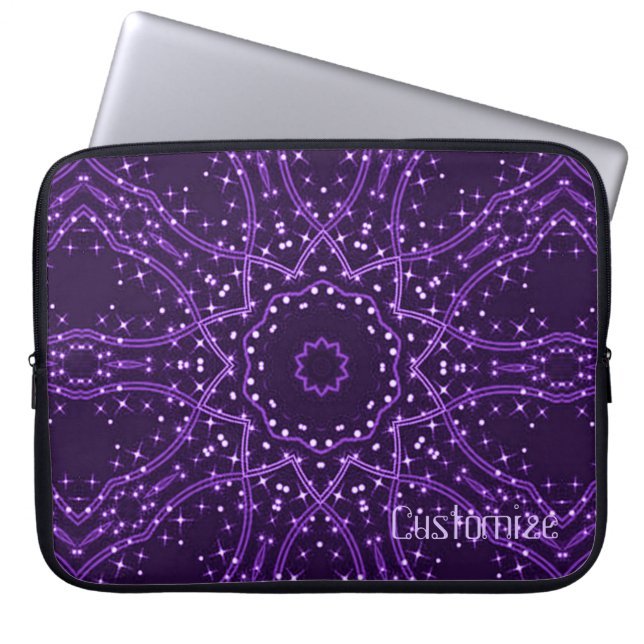 Paarse galaxy sterren laptophoes laptop sleeve (Voorkant)