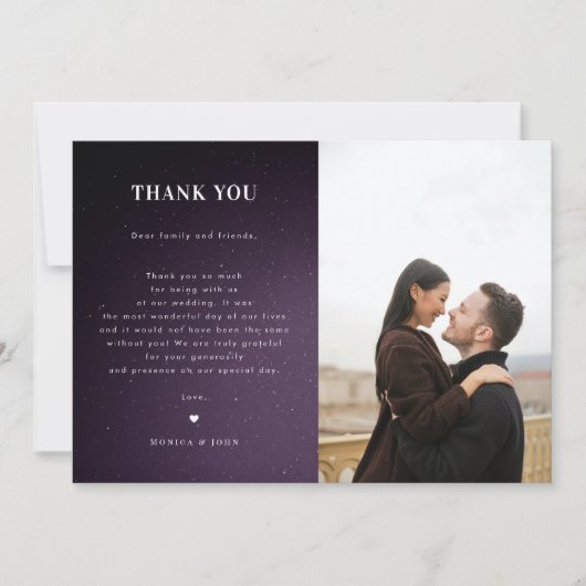 Paarse Galaxy Sterrennacht Donkere hemelbindingen Bedankkaart (Voorkant)