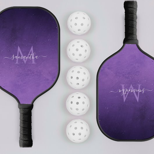 Paarse Galaxy Universe Custom Monogram & Name Pickleball Paddle
