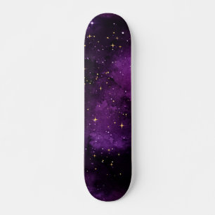 Paarse Galaxy Universe Gold Stars Sparkles Cosmic Persoonlijk Skateboard