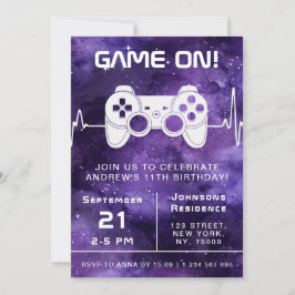 Paarse Galaxy Video Game Gamer Kinderen van Birthd Kaart