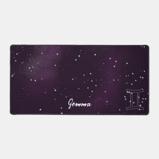 Paarse Galaxy Zodiac Teken Gemini Desk Mat (Voorkant)