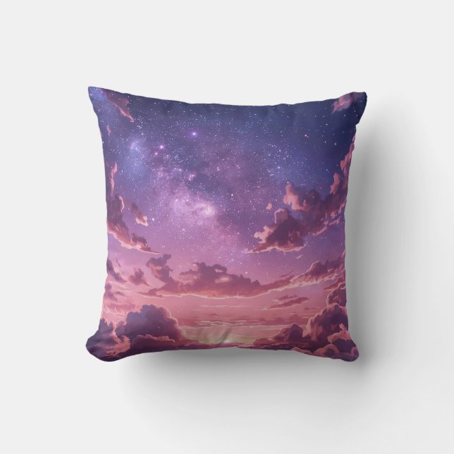 Paarse Galaxy Zonsondergang Worp Kussen (Voorkant)