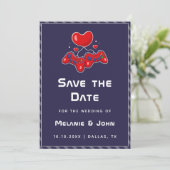 Paarse gamer Joypad Geeky Nerdy Love Save The Date (Staand voorkant)