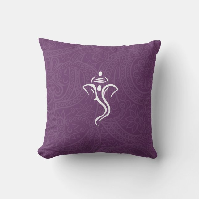 Paarse Ganesha Pillow Kussen (Voorkant)