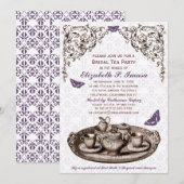 Paarse Garden Bridal Tea Party Kaart (Voorkant / Achterkant)