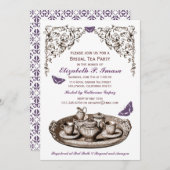 Paarse Garden Bridal Tea Party Kaart (Voorkant / Achterkant)