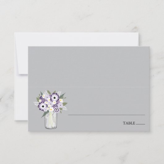 Paarse Garden Mason Jar | Plaats scort Card Kaart (Voorkant)