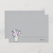 Paarse Garden Mason Jar | Plaats scort Card Kaart (Voorkant / Achterkant)