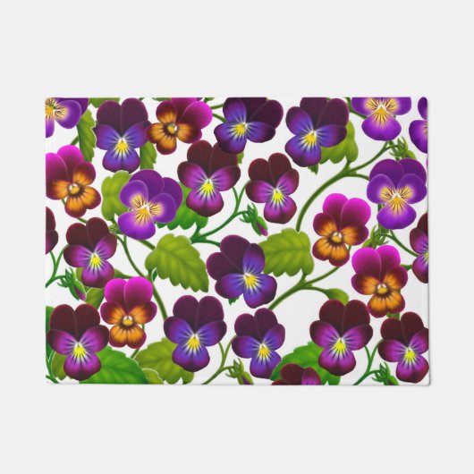 Paarse Garden Pansy Flowers Doormat Deurmat (Voorkant)