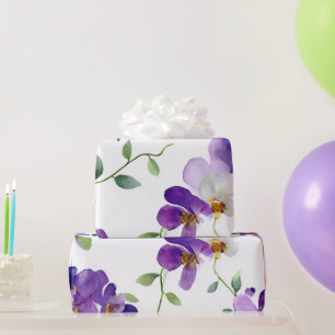 Paarse Garland Orchidee Elegante Bloem Botanisch Cadeaupapier