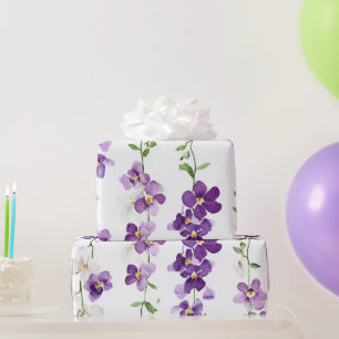 Paarse Garland Orchidee Elegante Bloem Botanisch Cadeaupapier
