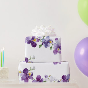 Paarse Garland Orkidee Elegante Bloem Botanisch Cadeaupapier
