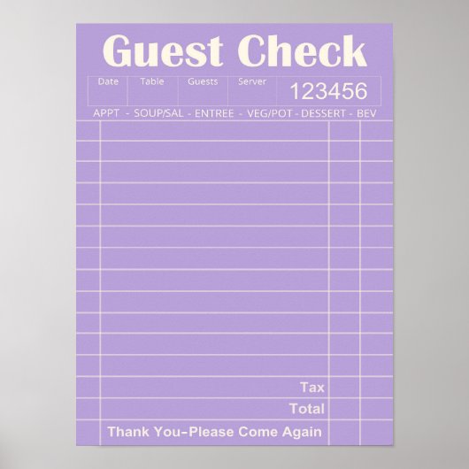 Paarse Gast Check Esthetische Wall Art Poster (Voorkant)