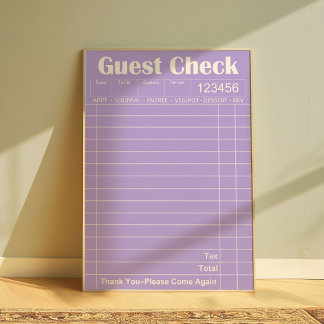 Paarse Gast Check Esthetische Wall Art Poster