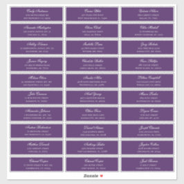 Paarse gasten naam adres. Bruiloft verzendlabel Sticker