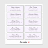 Paarse gasten naam adres. Bruiloft verzendlabel Sticker (Vel)