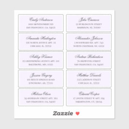 Paarse gasten naam adres. Bruiloft verzendlabel Sticker