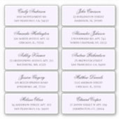 Paarse gasten naam adres. Bruiloft verzendlabel Sticker (Voorkant)