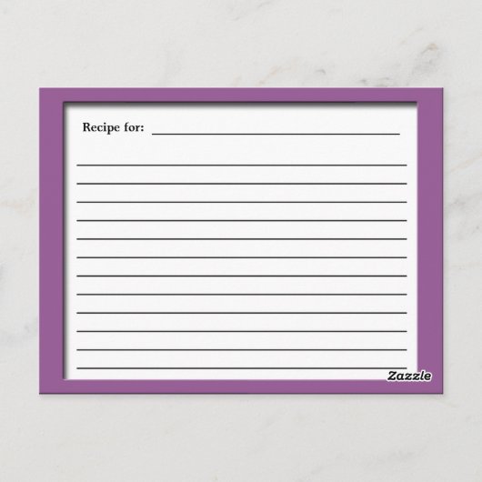 Paarse geavanceerde Recipe-kaarten Briefkaart (Achterkant)