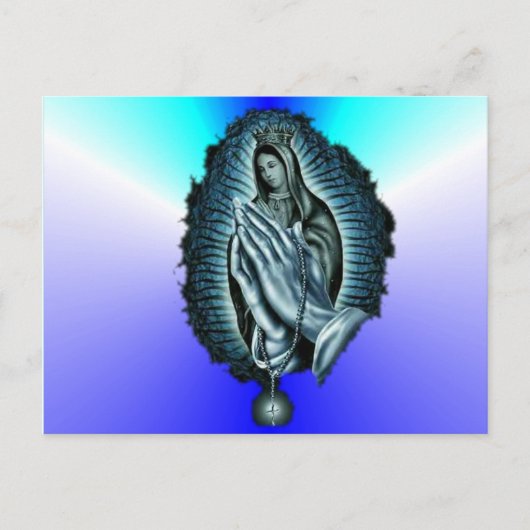 Paarse gebedde Maagd Mary Briefkaart (Voorkant)