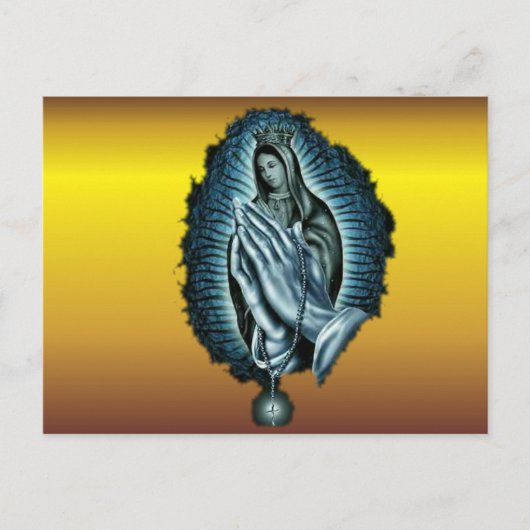 Paarse gebedde Maagd Mary Briefkaart (Voorkant)