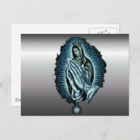 Paarse gebedde Maagd Mary Briefkaart (Voorkant / Achterkant)