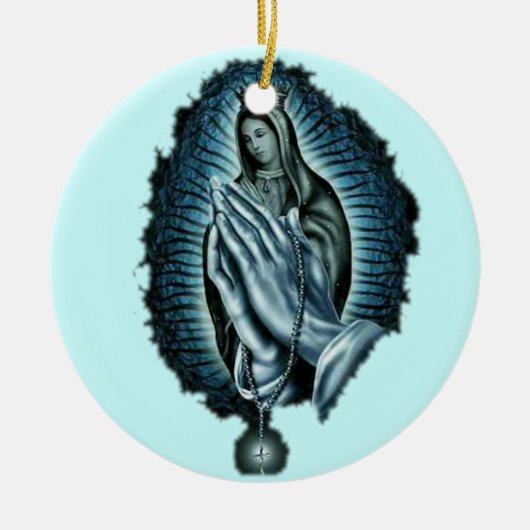 Paarse gebedde Maagd Mary Ornament (Voorkant)