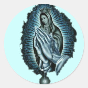 Paarse gebedde Maagd Mary Ronde Sticker