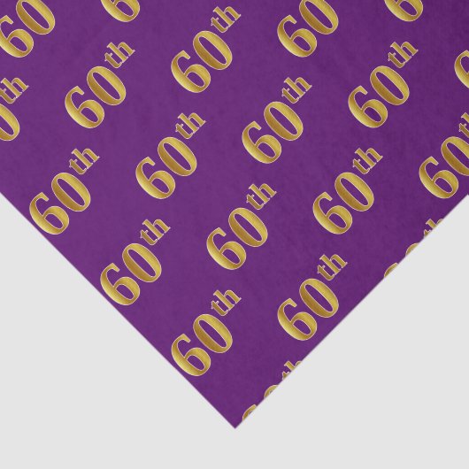 Paarse gebeurtenis Faux Gold 60th (Zestigste) Tissuepapier (Detail)