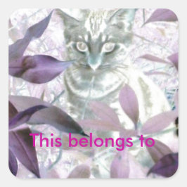 Paarse gebladerte Kat behoort tot Vierkante Sticker