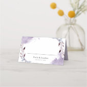 Paarse gebladerte Waterverven bruiloft Plaatskaartje (Voorkant)