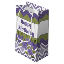 Paarse Gebloemde Kleine Papieren Cadeautas