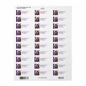 Paarse Gebogen Frame Foto Afstudeerlabel Etiket (Full Sheet)