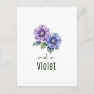 Paarse Geboorte Bloem Muurkunst Aquarel Februari Briefkaart