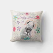 Paarse Geboorte Stats Meisje Magische Wezens Llama Kussen (Voorkant)