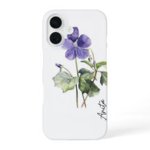 Paarse geboortebloem telefoonhoesje met aangepaste