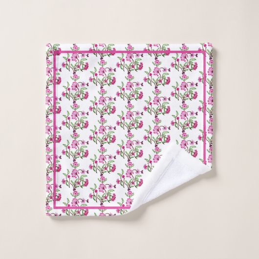 Paarse geborduurde look bloemenpatroonland bad handdoek (Wasdoekje)