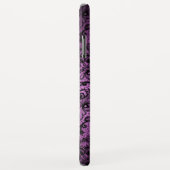 Paarse geborsteld aluminium & zwart bloemenkant Case-Mate iPhone case (Achterkant/rechts)