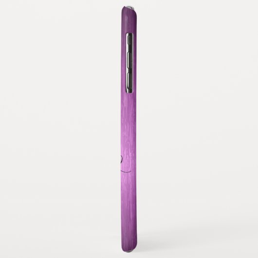 Paarse geborsteld aluminium & zwart bloemenkant Case-Mate iPhone case (Achterkant/links)