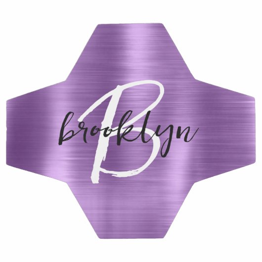 Paarse geborsteld metaal zwart wit script monogram voetbal (Enkel)