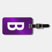 Paarse geborsteld metallic monogram Initiaal Bagagelabel (Voorkant horizontaal)